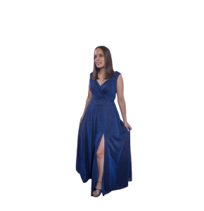 Un vestido de noche largo de corte clásico, gracias al cual adquieres un estilo original y una sensación de comodidad y elegancia. Tanto el frente como la espalda tienen un escote en forma de V. La ab