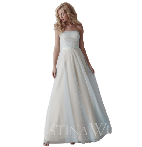 Vestido Christina Wu Occasions  capa superior color lila y forro Champagne de chifon
