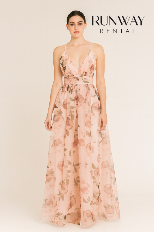 Vestido Lulus de flores color melon de tirantes y cuello en V 8 (S)