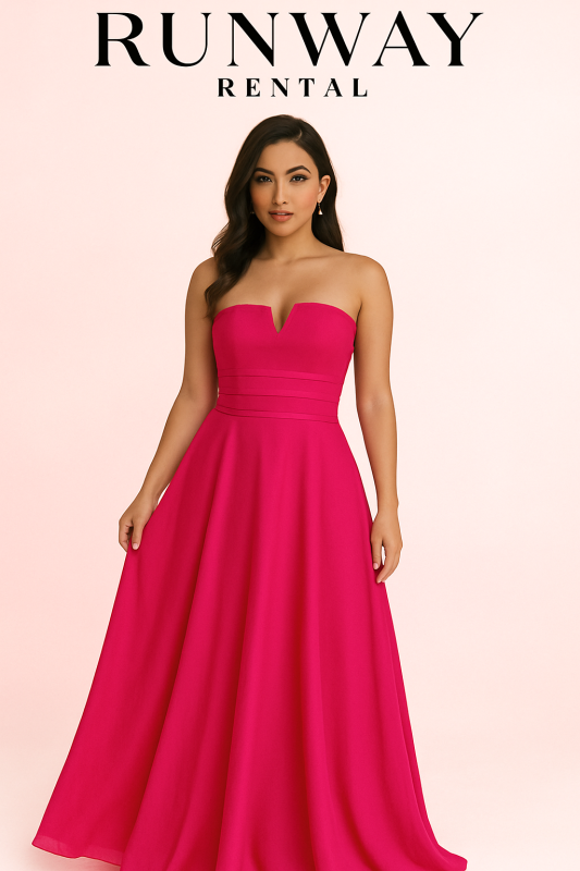 Vestido Jules & Cleo color rosado tipo A hombros afuera escote en V talla 4