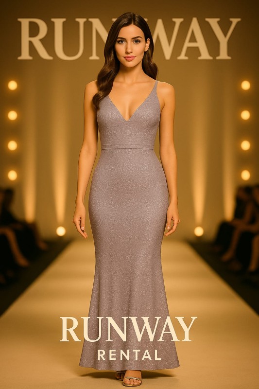 Vestidos Winsor color gris tela con brillos tipo sirena, con bello encaje en la espalda cuello tipo halter de tirantes