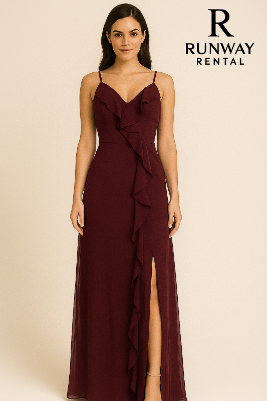 Vestido Corinto tirantes ajustables con vuelo transversal
