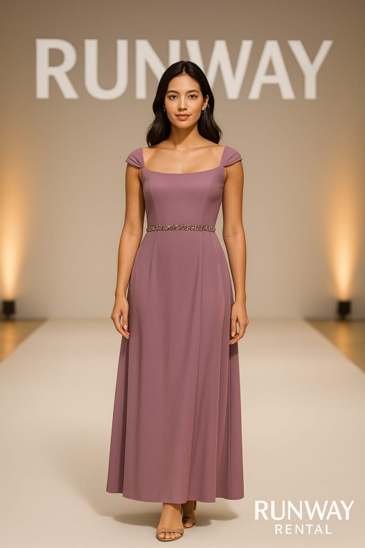 Vestido After Six Color Lila mangas caidas