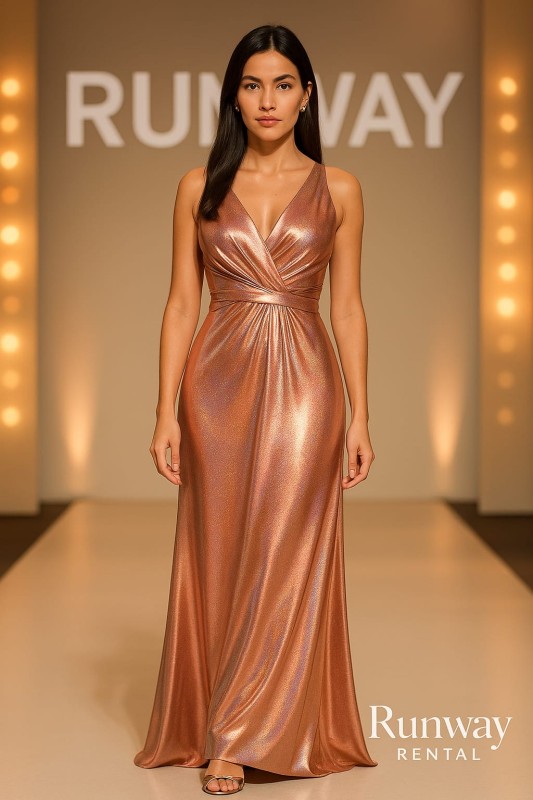 Vestido Adriana Papel color Rose Gold (beige) satinado