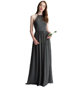 Vestido Bill Levkoff color Lila tipo halter espalda afuera (Fotos de referencia)