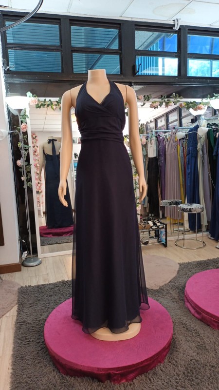 Vestidos con cuerpo de encaje y falda de chiffon con abertura Azul Océano
