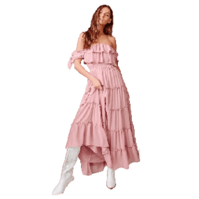 Vestido Lulus de capas hombros afuera y mangas caidas tipo A con encaje en la cintura talla 10 (M)