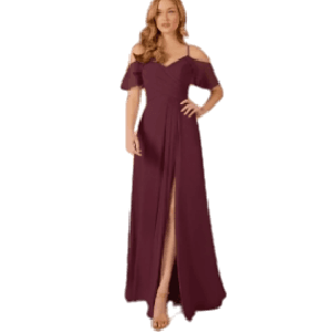Vestido Morilee By Madeline Gardner Color Corinto con magas cortas y tirantes