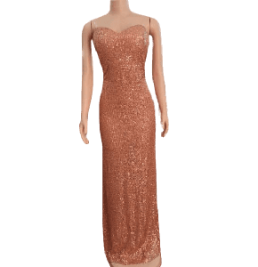 Vestido Miss Ord de lentejuelas doradas - hombros afuera - Corte recto