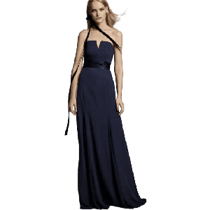 Vestido White By Vera Wang color Azul Marino Lazo largo hombros afuera